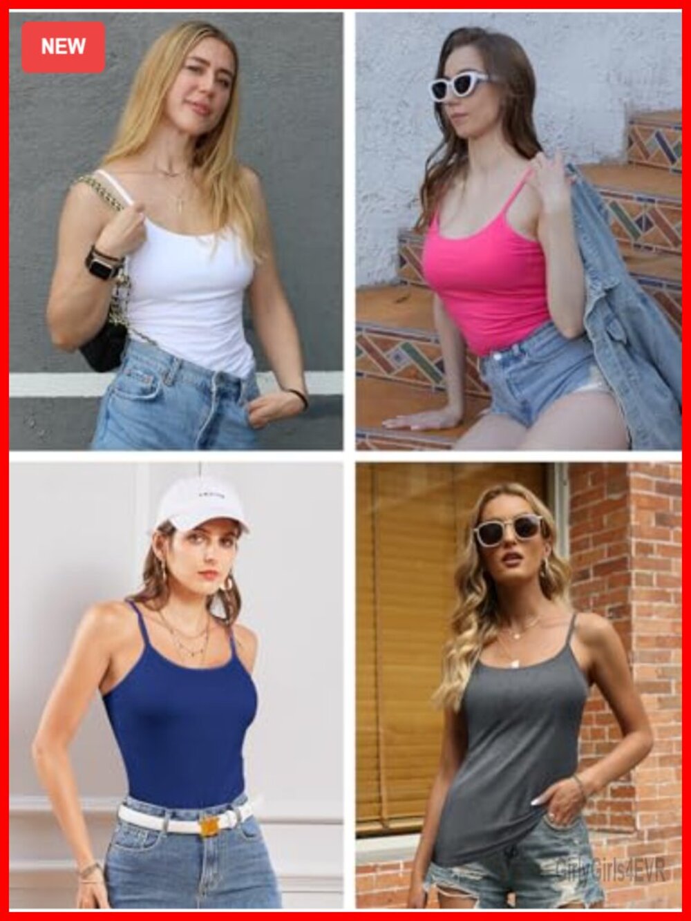Cotton Non Padded Shelf Bra Camisole Tank Top 3 Pack - Picture 2 of 7